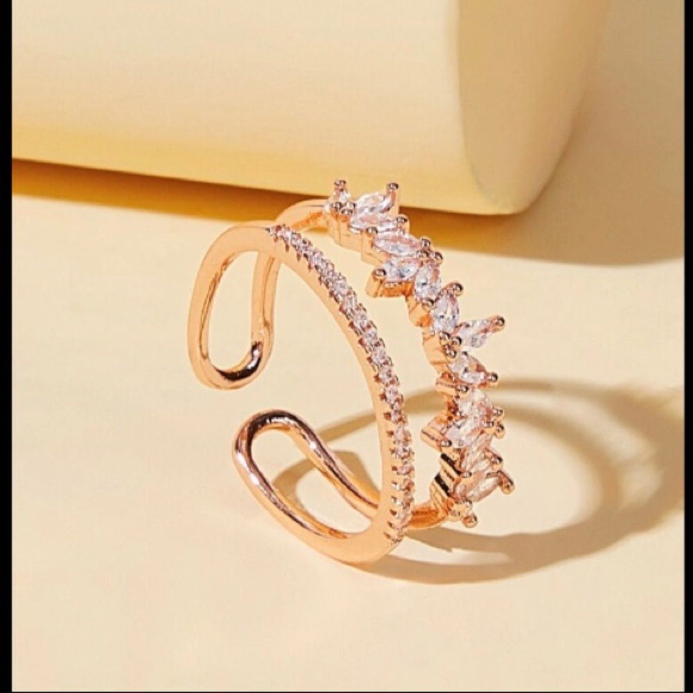 Statement illusion Adjustable Rose Gold Cuff Ring